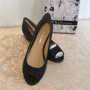 Black Open Toe Wedge Heel